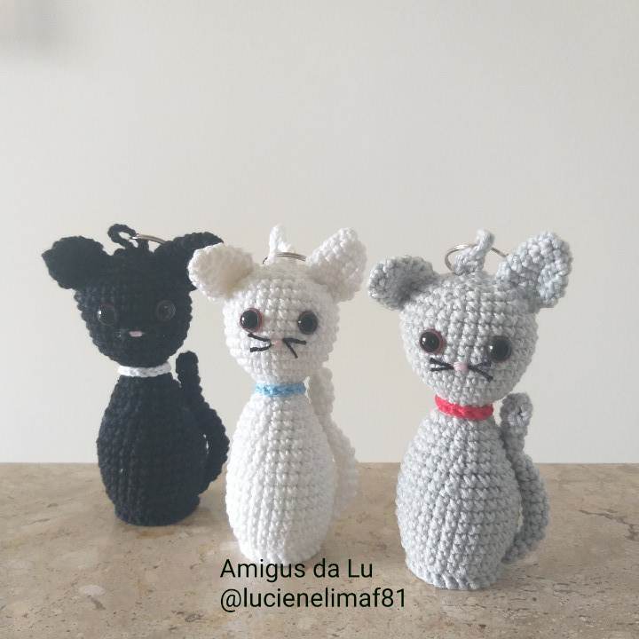 chaveiro de gato amigurumi