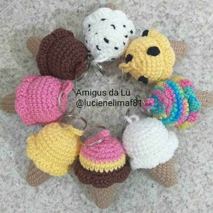 chaveiro sorvete amigurumi