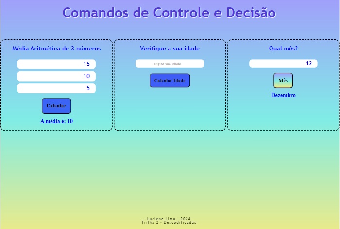 média aritmética de 3 números, verificação se é maior de idade e qual mês do ano